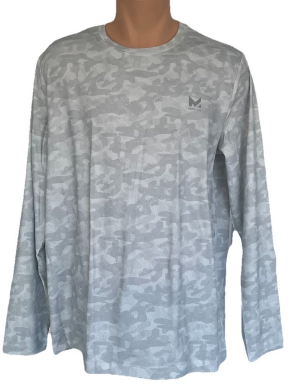 MISSION Cooling Performance UPF 50 SunShirt Long Sleeve White Camo NWT M/L